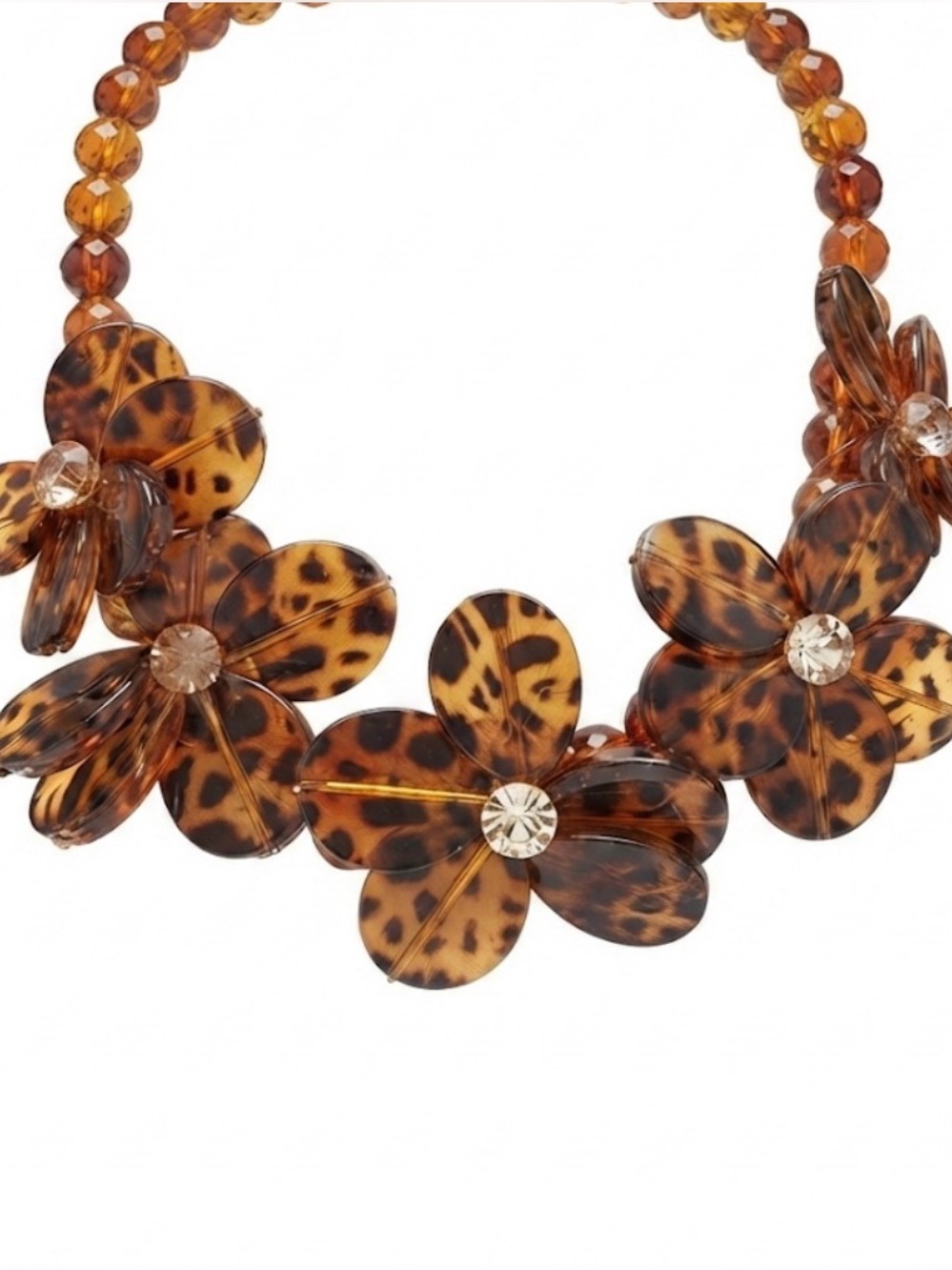 NWT ⚜️🤎⚜️ Gardenia Tortoiseshell Floral Statement Necklace